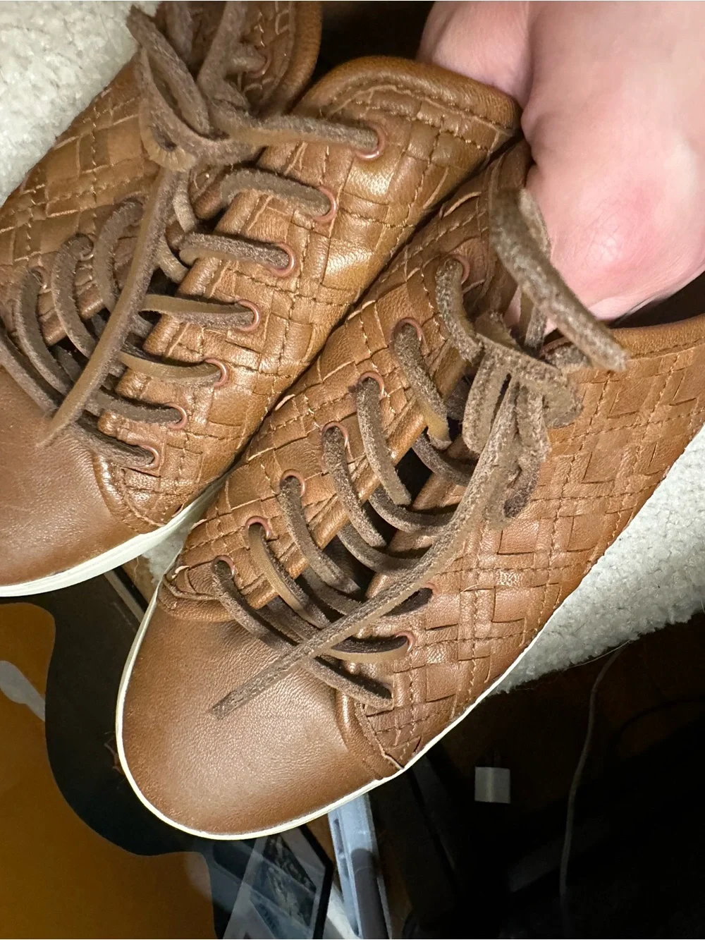 Women’s Frye Casual Brown Woven Leather Sneakers